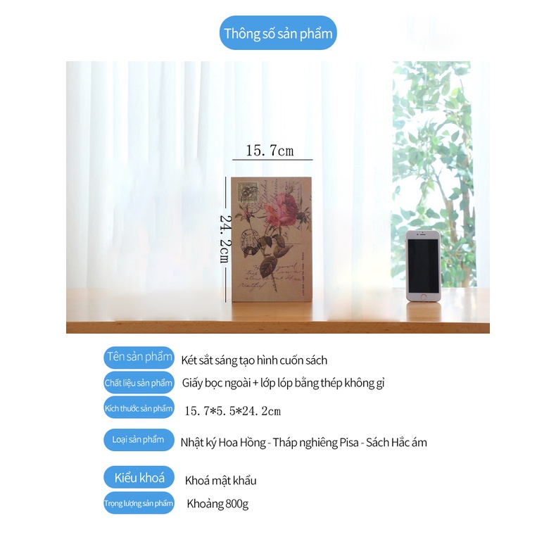 Két sắt sáng tạo dạng hình cuốn sách Khoá dạng số Bảo mật an toàn tiện lợi-TM411
