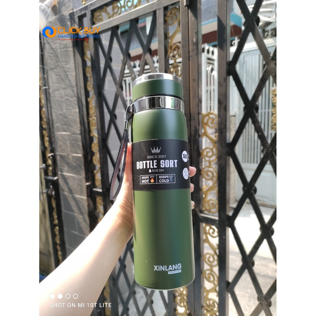 Bình Giữ Nhiệt Inox Bottle Sport 1000ML INOX 304 Kiểu Dáng Thể Thao Có Dây Xách