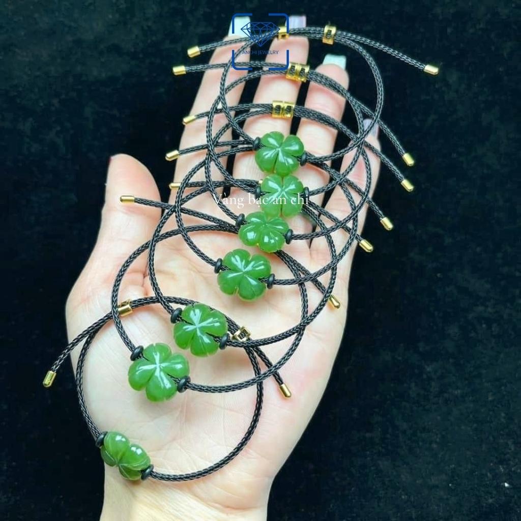 Vòng tay cỏ 4 lá ngọc xanh may mắn, Anchi jewelry