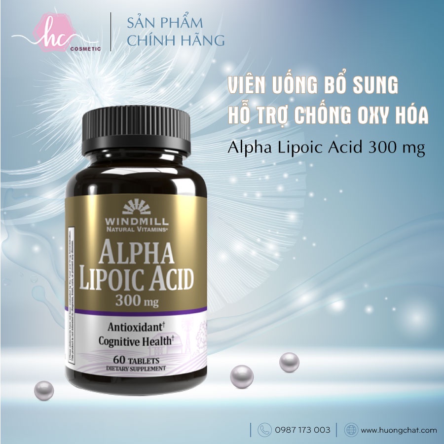 Viên uống Alpha Lipoic Acid 300 mg, hỗ trợ chống oxy hóa, làm sáng da - Hương Chất Cosmetic
