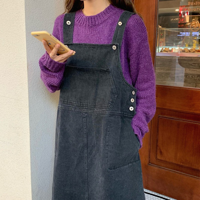 Set yếm denim dài