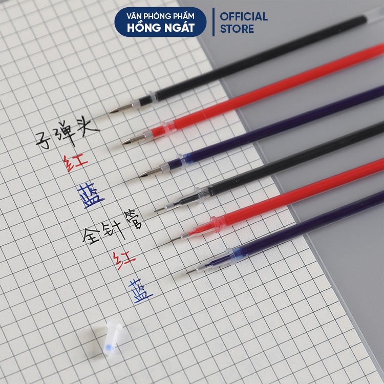 Ruột bút gel mực 0.5mm, set 50 ngòi bút bi nước màu đen đỏ xanh giá rẻ đồ dùng học tập dễ thương văn phòng phẩm B41