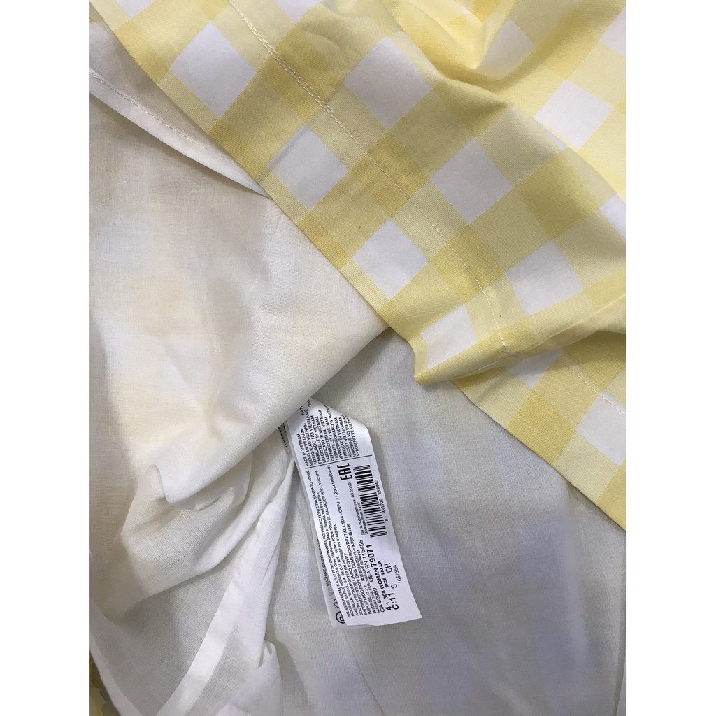 Chân váy Mango sọc caro vàng