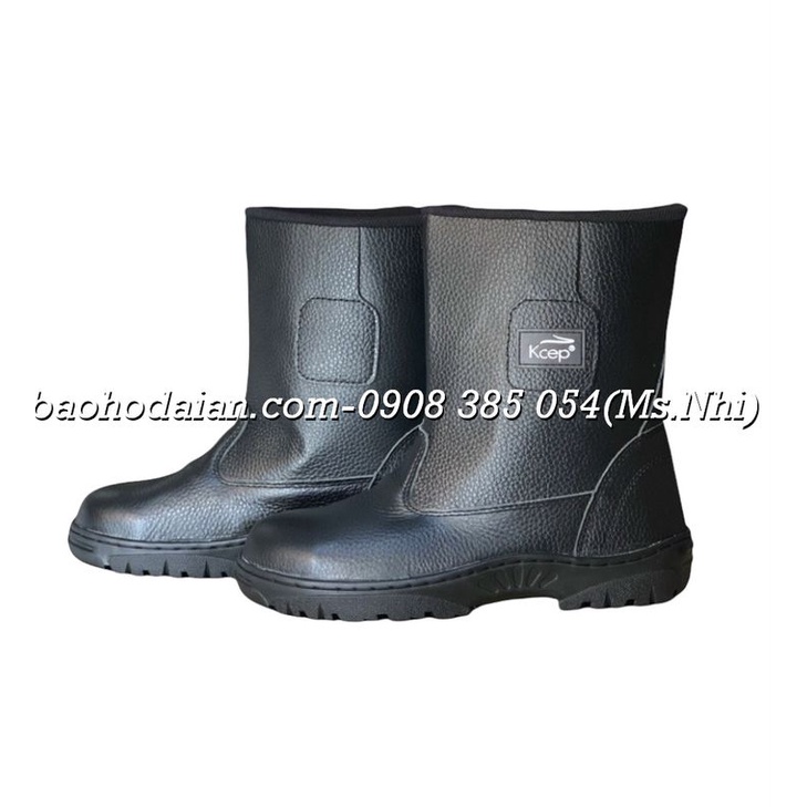 Ủng bảo hộ lao động Kcep màu đen chất liệu da bò và mũi thép bảo vệ chân- Hình thật