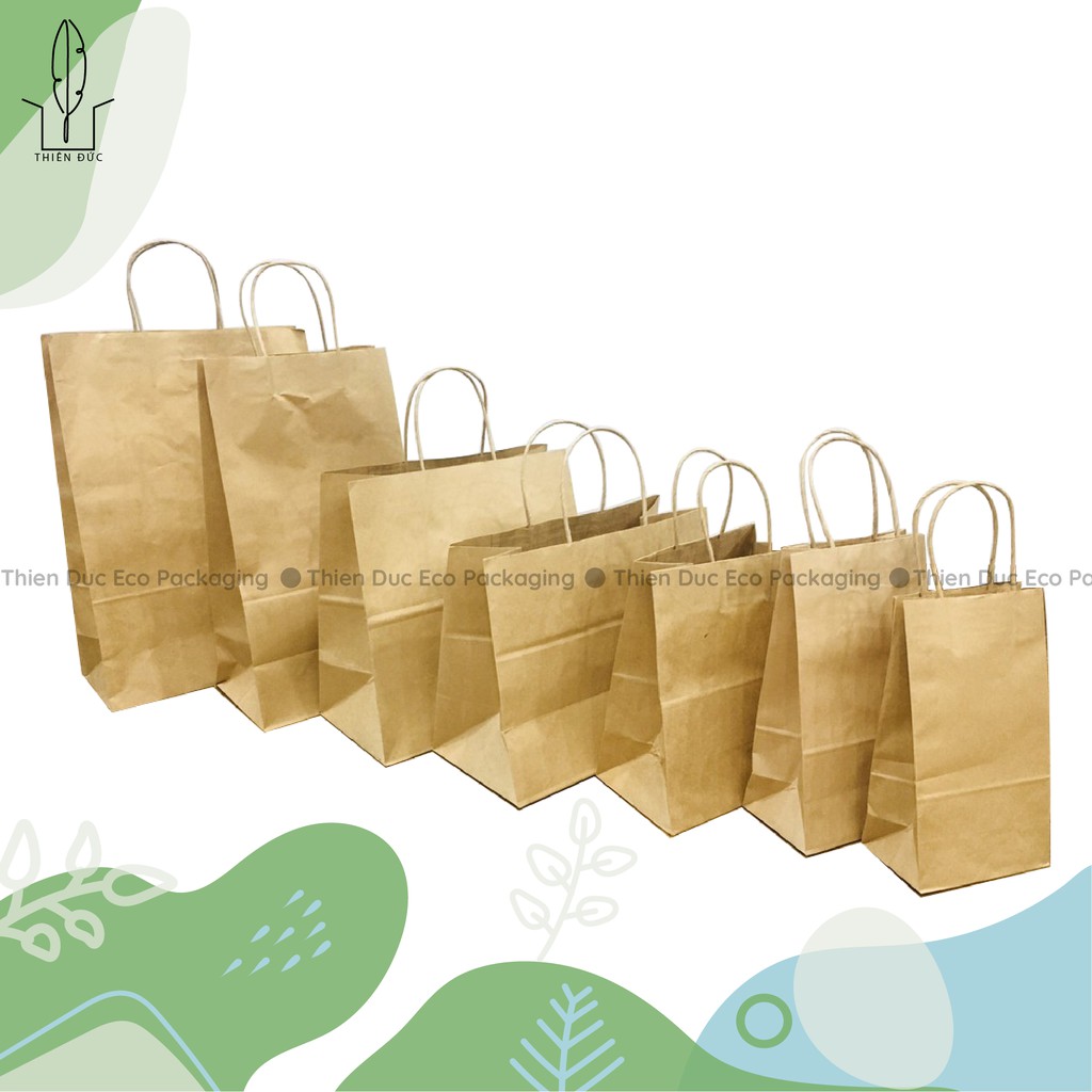 Combo 20 TÚI GIẤY XI MĂNG 30x25x15cm KRAFT NHẬT CÓ QUAI DÙNG ĐỰNG QUẦN ÁO, QUÀ, THỰC PHẨM…