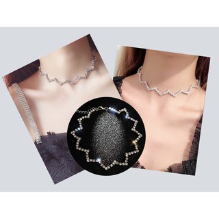 Vòng cổ choker đính đá zíc zắc sáng lấp lánh