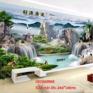 Tranh thêu chữ thập Khổ cực lớn Đắc lộc đắc tài KT 244*149cm
