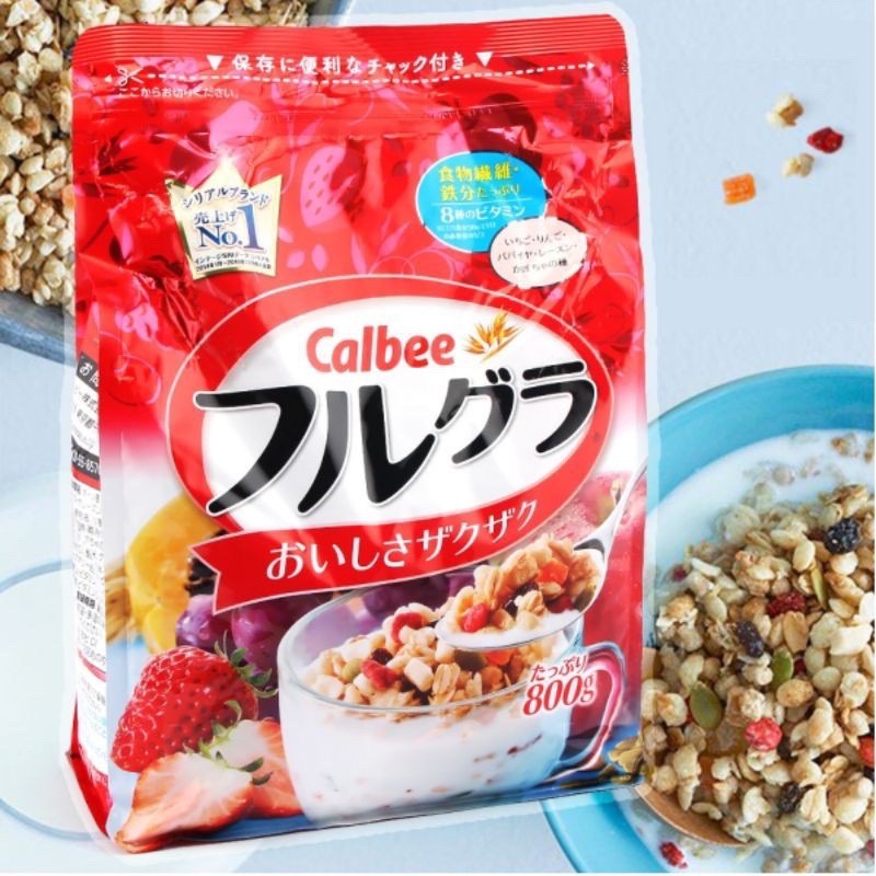 Ngũ cốc hoa quả calbee gói đỏ 800g Date 02&03/2022