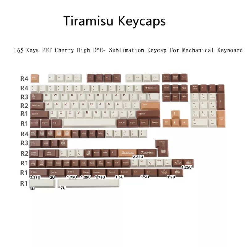 Keycap cherry cho bàn phím cơ Tiramisu 165 nút - tặng kèm keypuller
