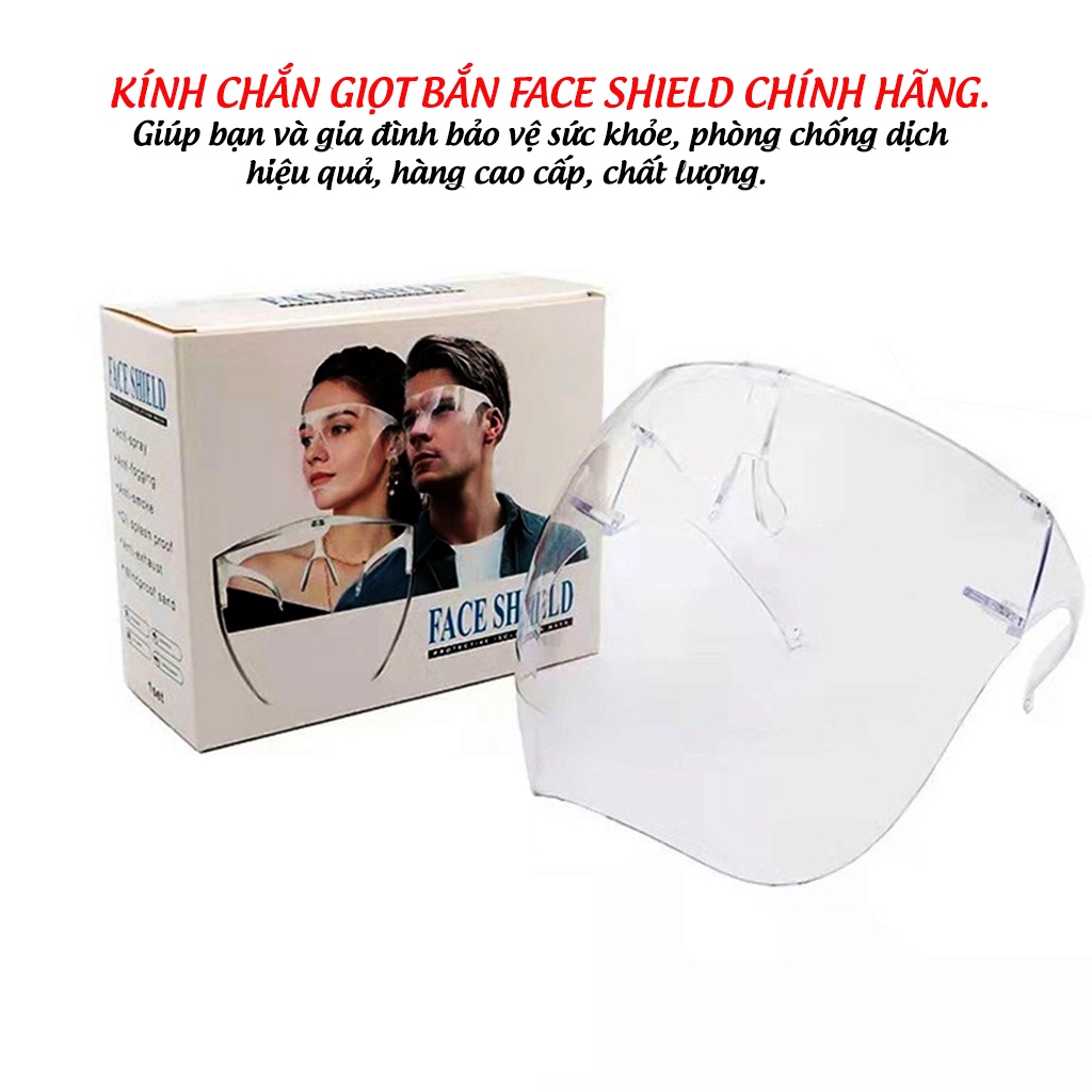 Kính chắn giọt bắn FACE SHIELD, Kính chống giọt bắn bằng meca cứng cao cấp, kính bảo hộ, phòng dịch loại tốt, chính hãng