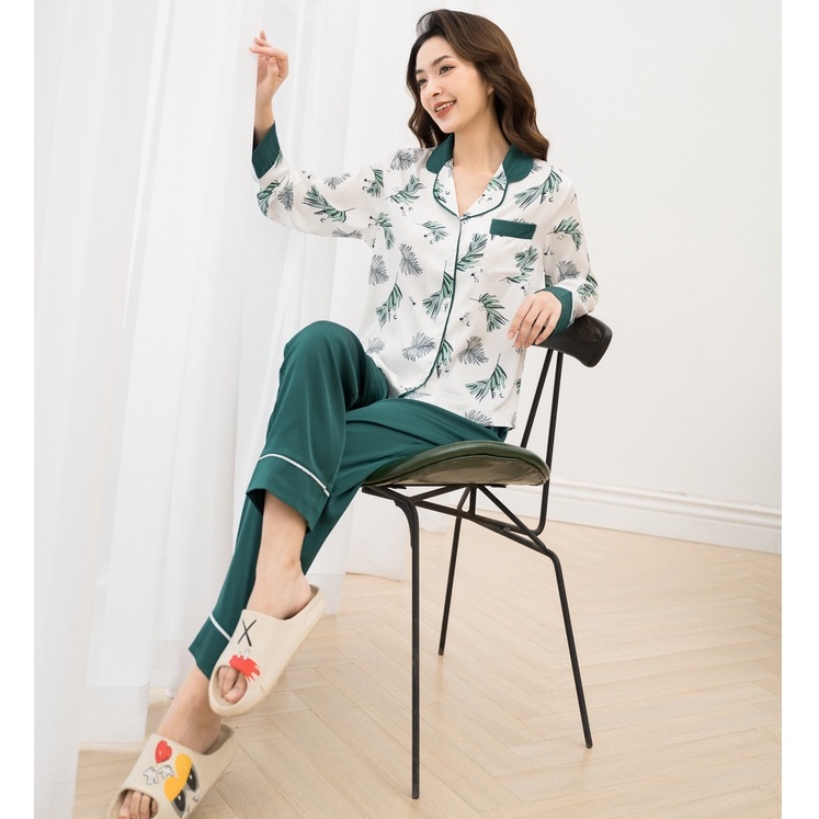 [ NEW - Chính Hãng] Bộ Pijama Dài Tay Lụa Cao Cấp Họa Tiết Đẹp Mềm Mượt Phom Dáng Chuẩn Sang Xịn