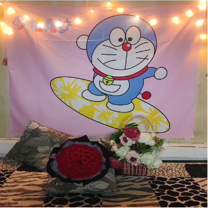 Tranh vải treo tường ⚡[𝐅𝐑𝐄𝐄𝐒𝐇𝐈𝐏]⚡ Tranh vải treo tường Doremon, thảm treo tường Anime hello kitty decor phòng đẹp