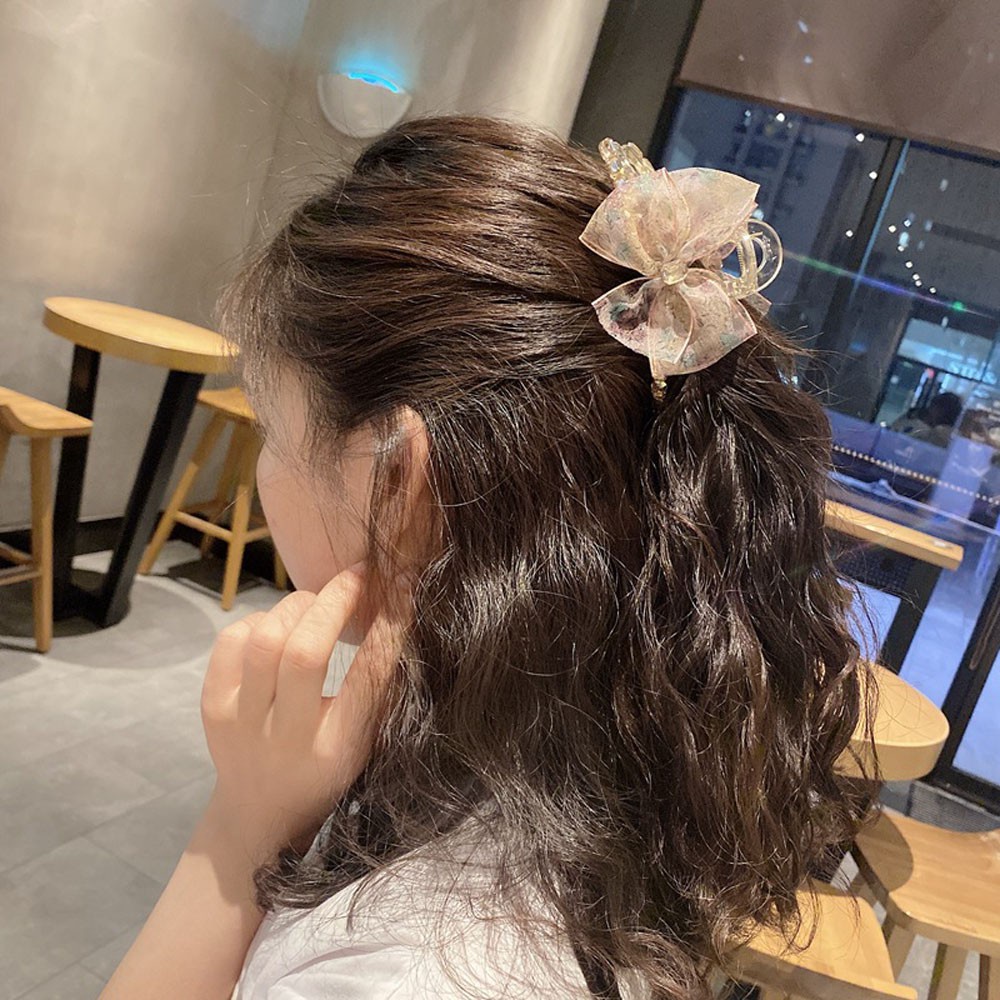 Kẹp Tóc Hình Nơ Phối Ren Thời Trang Cho Nữ