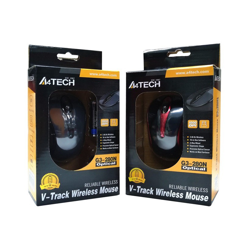 Chuột Không Dây Silent A4Tech G3-280NS 1000 DPI Wireless 2.4GHz - Hàng Chính Hãng