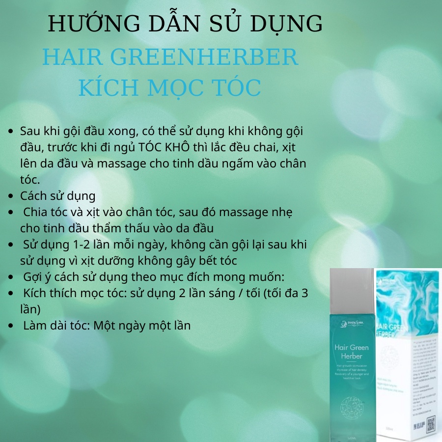 Xịt dưỡng tóc, kích thích mọc tóc thảo dược Quyên lara 120ml, giúp tóc nhanh mọc và phục hồi hư tổn