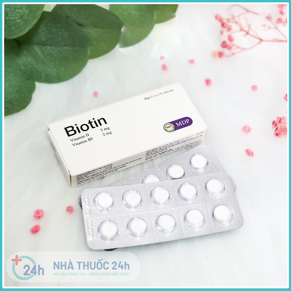 Biotin 5mg & B5Viên Uống Hỗ Trợ Kích Thích Mọc Tóc, Móng, Giảm Nhờn MDP nhập khẩu chính hãng USA -  Hộp 20 viên