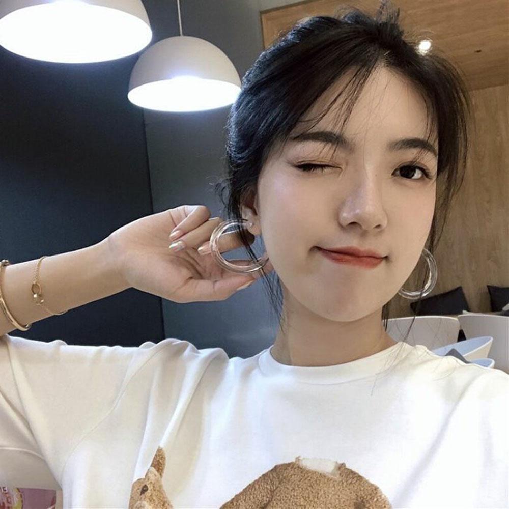 Bông Tai Dạng Xỏ Bằng Nhựa Acrylic Trong Suốt Phong Cách Pháp 2021