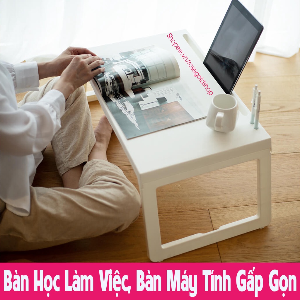 Bàn Học, Làm Việc, Bàn Máy Tính Gấp Gọn (Size 65*36*27cm) Dễ Dàng Cất Và Mang Đi - Nhựa Việt Nhật - Hàng Việt Nam