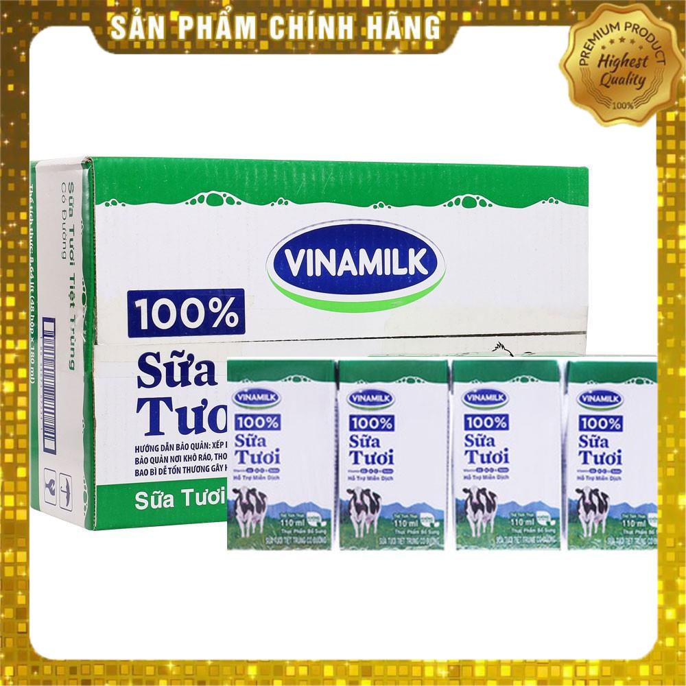 1Thùng Sữa Tươi Vinamilk 100% 48 hộp x 110ml hàng tặng 6 hộp 1 thùng