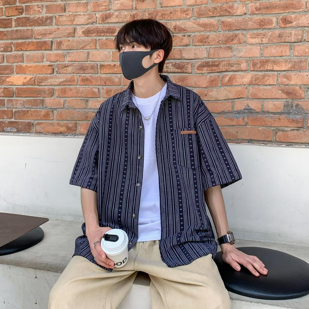 Áo Sơ Mi Nam Tay Ngắn Kẻ Sọc Thời Trang Hàn Quốc