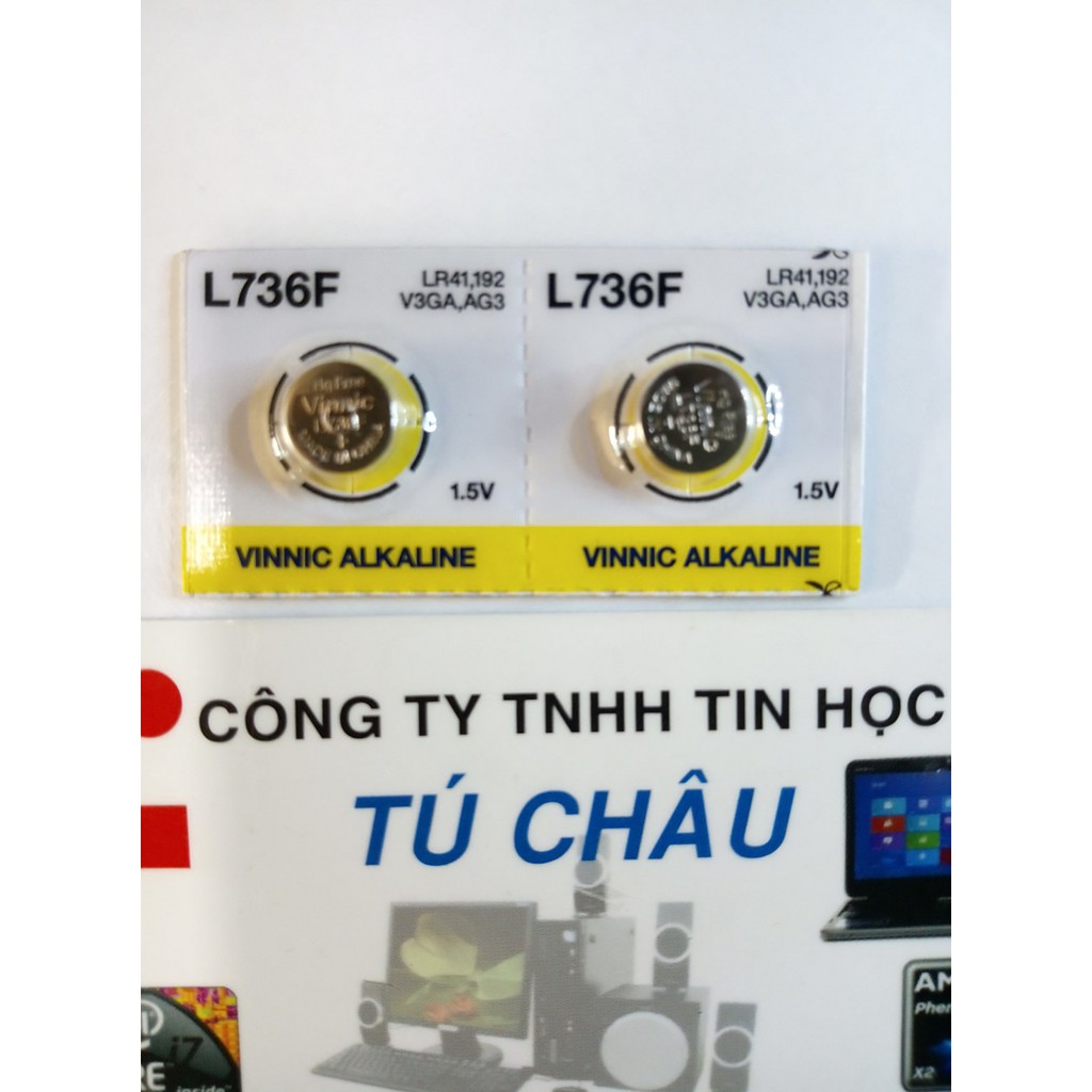 Pin Vinnic Alkaline L736F, LR41, 192, V3GA, AG3 - 1.5V: Vĩ 2 Viên