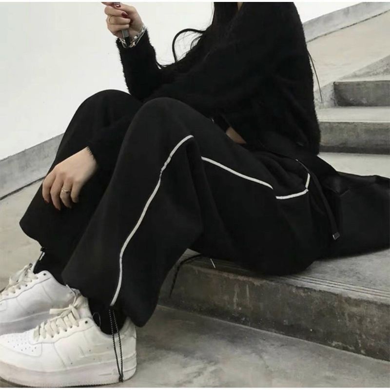 XPstore Quần ống suông dây rút viền line phản quang Nam Nữ (Ảnh thật)