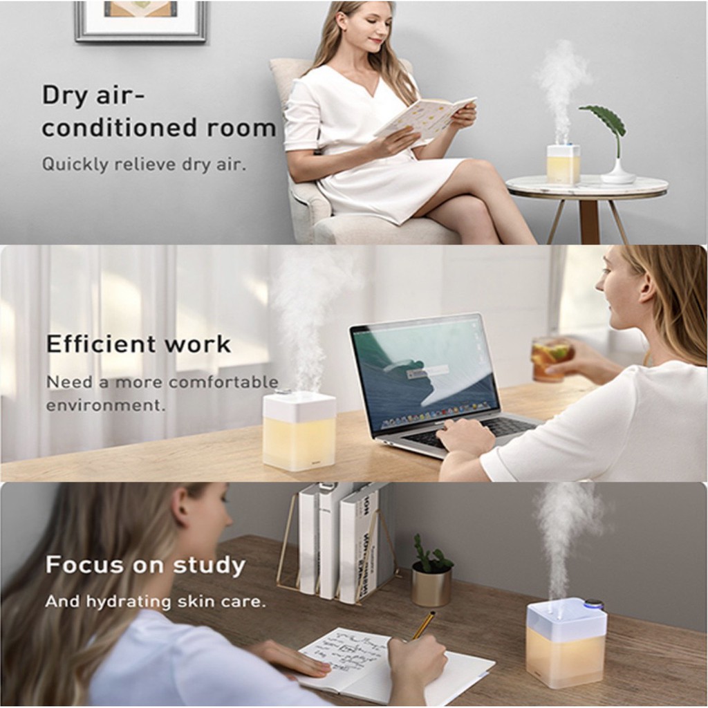 Máy phun sương tinh dầu Baseus Time Magic Box Double Spray Humidifier (2000mAh, 550ml, sử dụng liên tục tới 8 giờ)