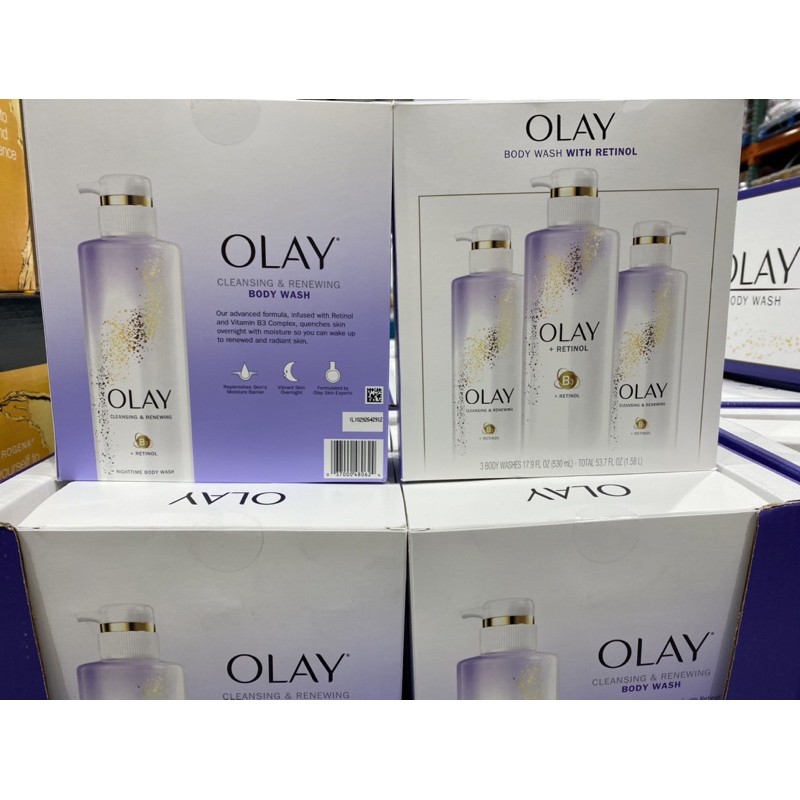 Sữa tắm trắng Olay Retinol Hộp 3 chai 530ml