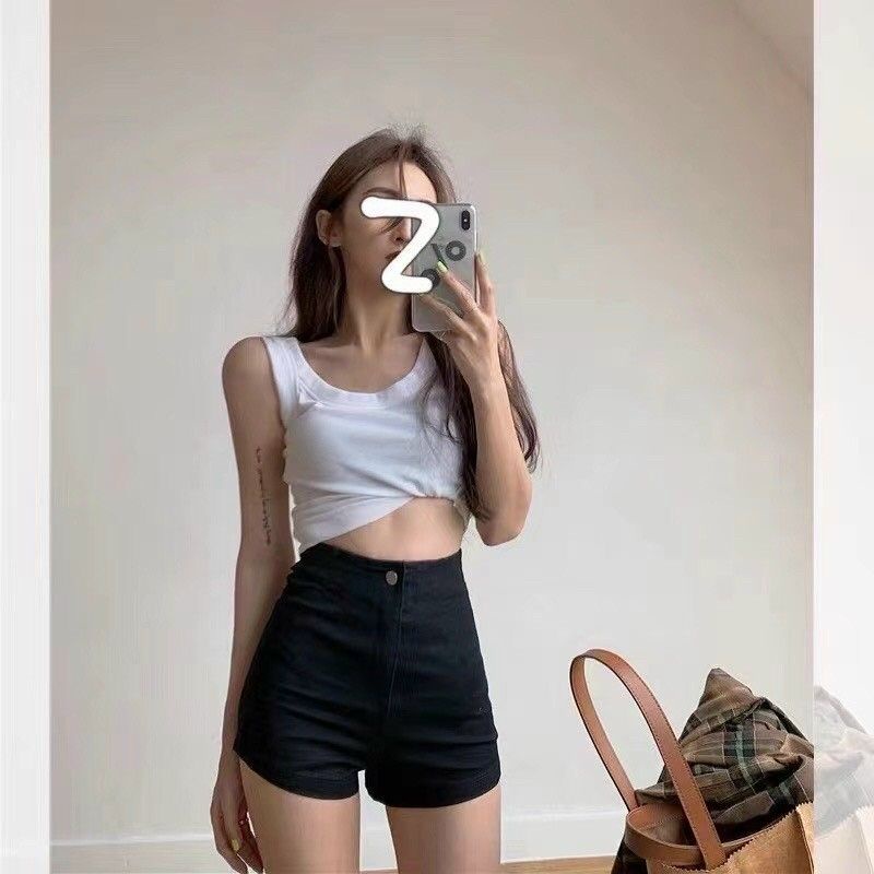 Quần sooc vải trơn 1 khuy ôm body hàng QC