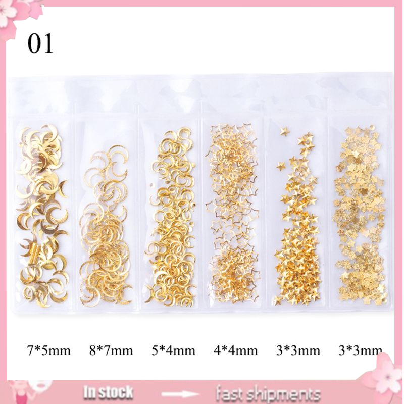 Bộ phụ kiện hình trăng sao đính trang trí móng tay đẹp măts