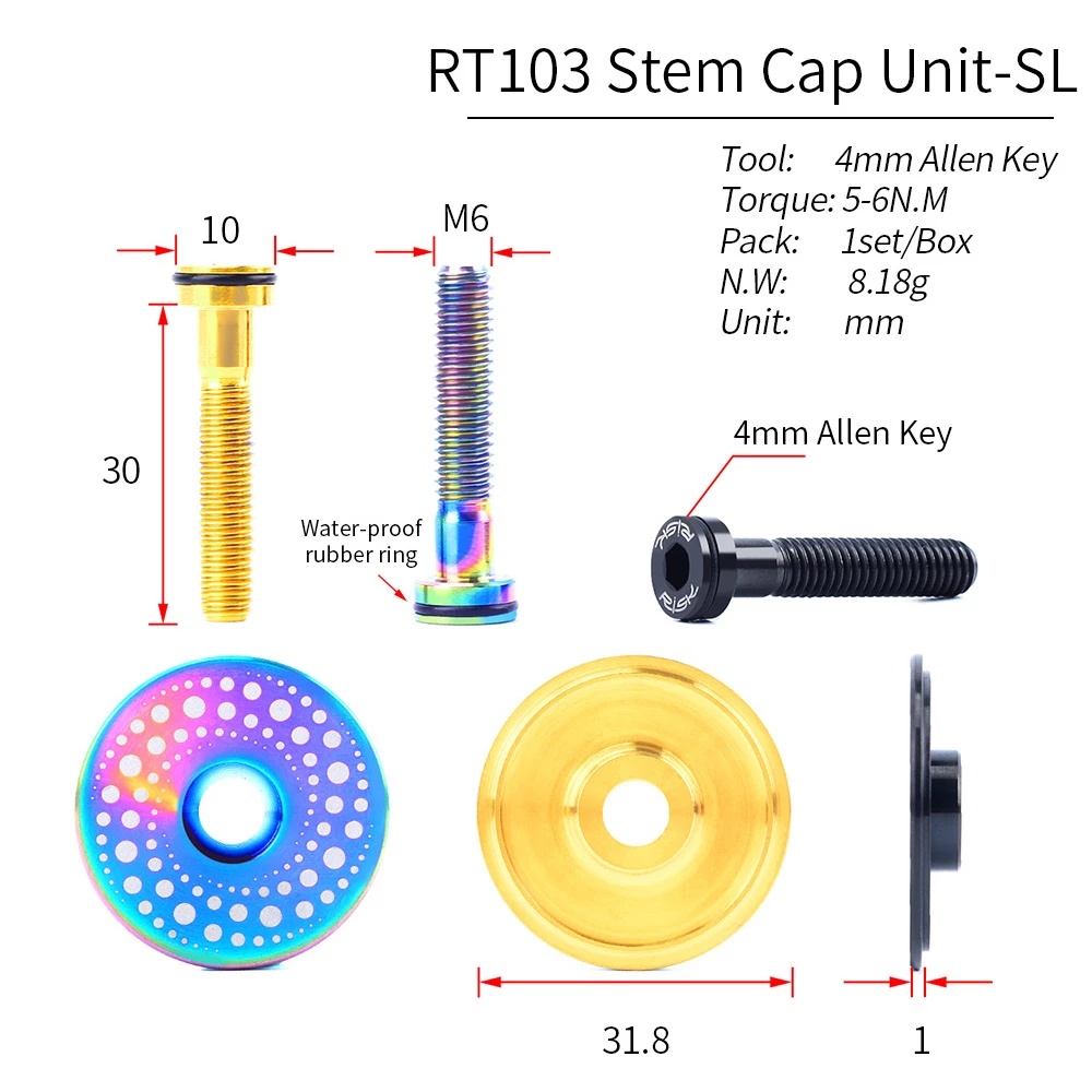 Nắp Đậy Đầu Trục Xe Đạp Leo Núi Bằng Hợp Kim Titan 28.6mm 1 1/8"