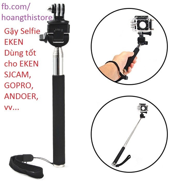 Gậy Selfie có mount cho Action Camera camera chính hãng Eken H9 H9r và Action camera Gopro Andoer 4k Q3h Sjcam Xiaomi