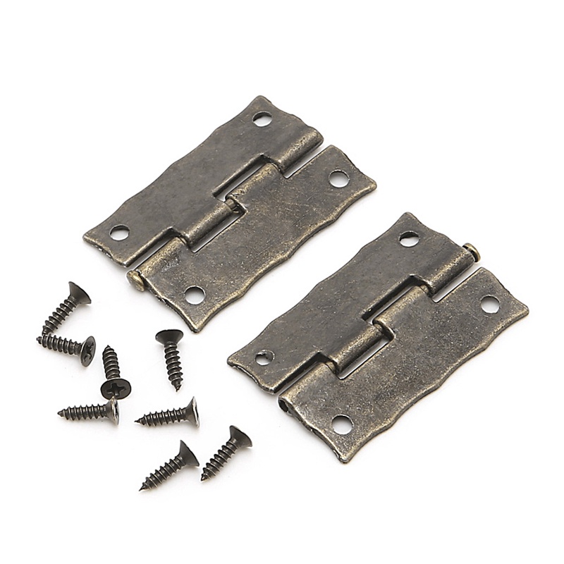 Bộ 2 bản lề gắn cửa tủ/hộp trang sức màu đồng cổ điển 35x28mm
