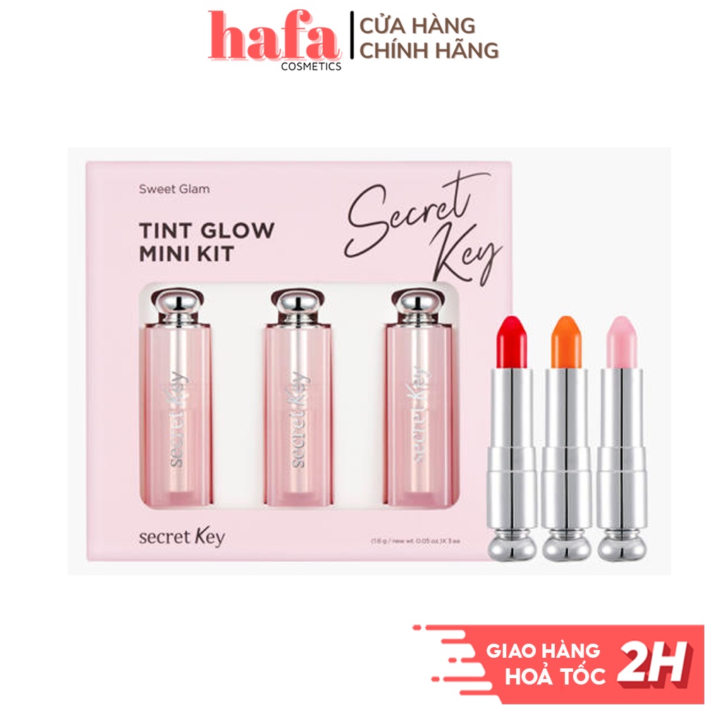 Set 3 son dưỡng môi có màu Secret Key Sweet Glam Tint Glow Mini Kit