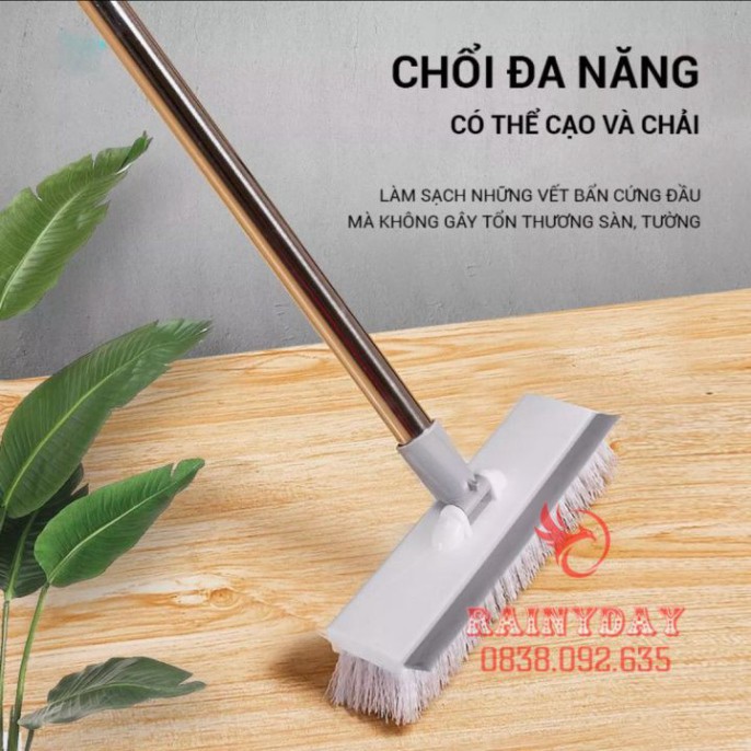 Cây chổi lau chà sàn gạt nước sàn nhà tắm nhà vệ sinh inox 2 đầu đa năng