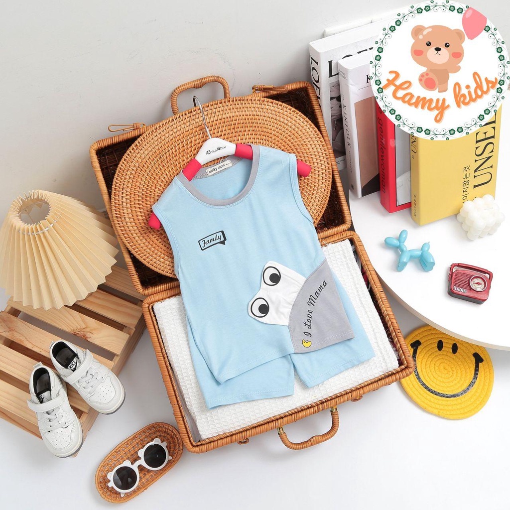 Bộ Ba Lỗ Minky Mom Chính Hãng Vải Thun Lạnh Hình Mắt Độc Đáo Cute Cho Bé Trai Bé Gái Từ 0-5 Tuổi Dưới 22kg - Hamykids