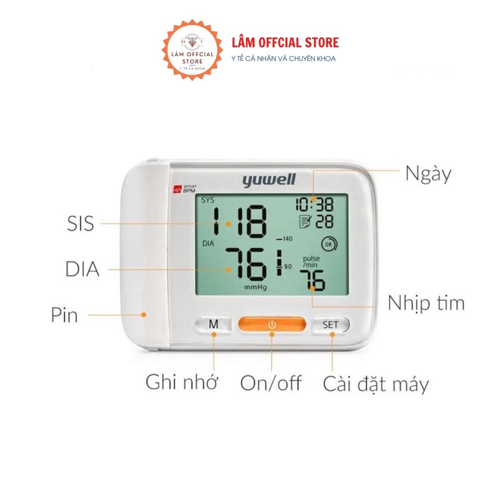 Máy đo huyết áp, máy đo huyết áp điện tử cổ tay YUWELL YE8600A hàng chính hãng bảo hành 5 năm