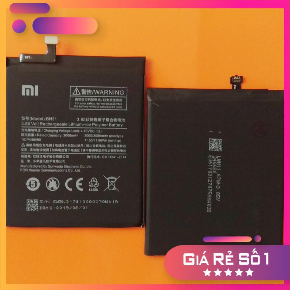 Sale giá rẻ Free ship  Pin Xiaomi BN31 cho Xiaomi Mi 5X / Mi A1 / Redmi Note 5A Prime xịn có bảo hành