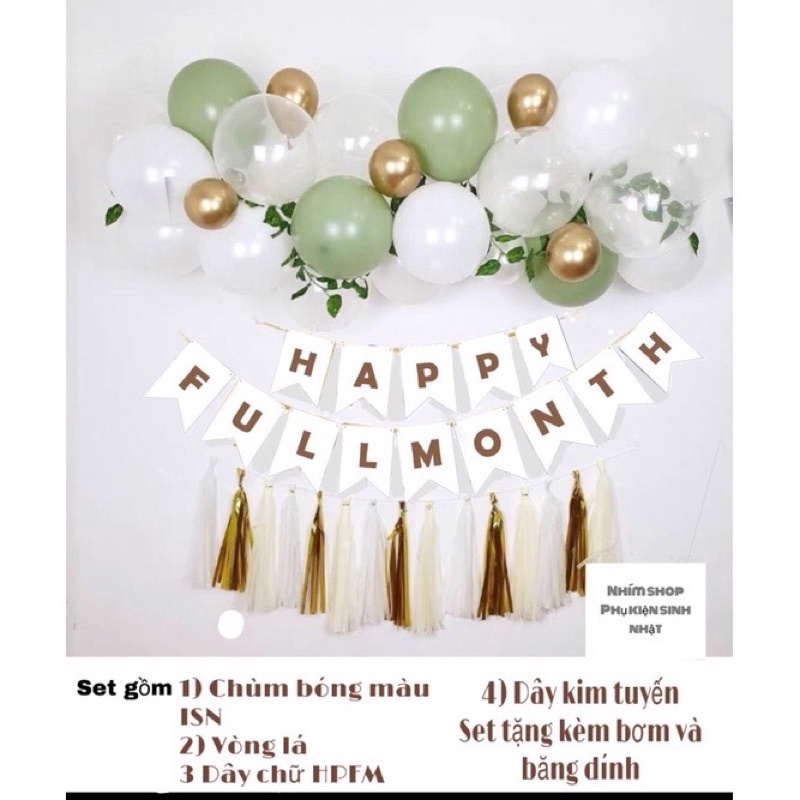 Dây treo Happy full month  trang trí tiệc cho bé