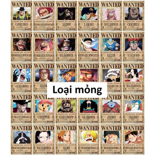 Combo 30 tấm truy nã Onepiece wanted poster loại mỏng