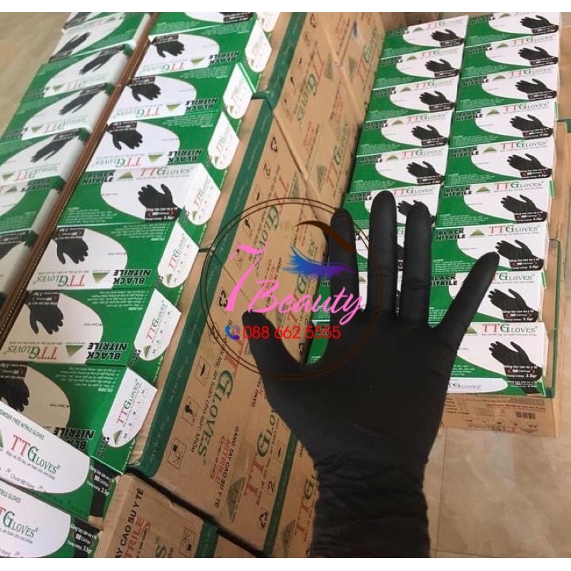 [10-25-50Đôi]Găng Tay Đen Y Tế Không Bột Dùng Trong Spa và Phun Xăm Thẩm Mỹ