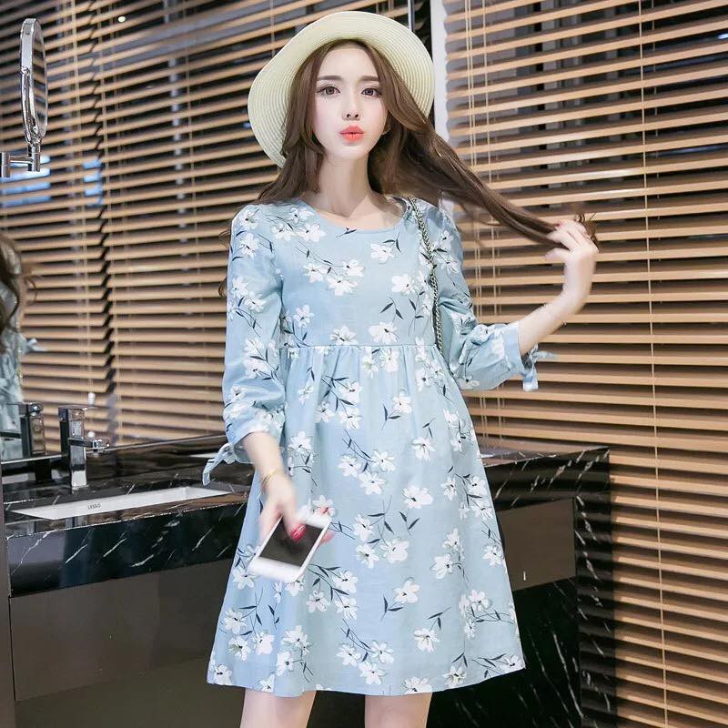 VÁY BẦU HOA THẮT EO