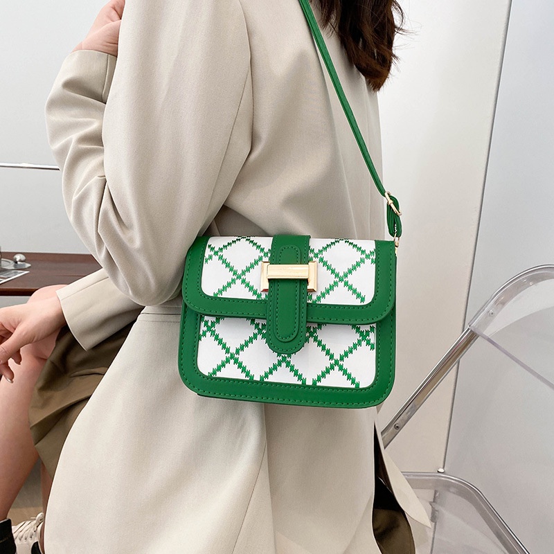 IELGY Túi Đeo Vai Hình Vuông Màu Trơn Phối Dây Xích Thời Trang Cho Nữ