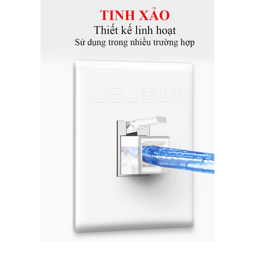 Dây line điện thoại bấm sẵn 2 đầu JSJ 302 dài 3m - 10m đầu cắm trong suốt có thể bẻ cong 90 độ, truyền tải nhanh