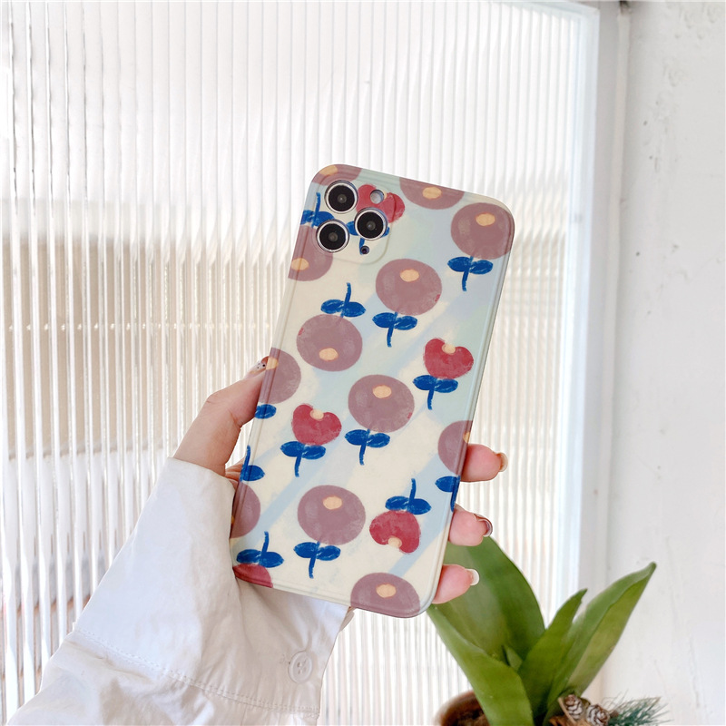 INUO--Applicable iPhone12 oil painting graffiti 11ProMax mobile phone case XR Apple SE flowers Xs silicone 7/8Plus-LQ