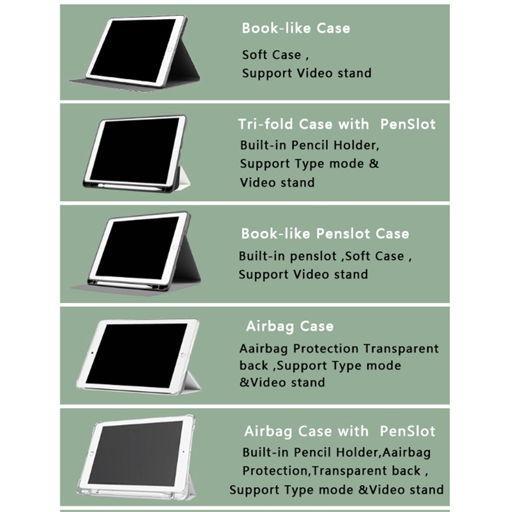 Bao da chống rơi có ngăn bút thích hợp cho Ipad Air4 10.9inch 8 7th 10.2inch Pro11 2021 Air3 2018 9.7-inch 10.5-inch