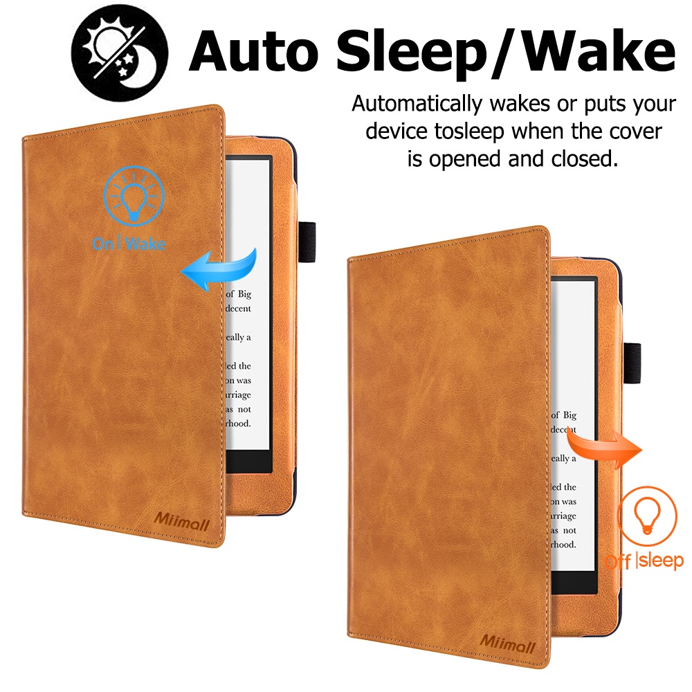 Miimall Bao Da  Kindle Paperwhite 11 Máy Đọc Sách PU Thức Ngủ Kèm Dây Đeo Tay Tiện Dụng Cho 6.8" Paperwhite 11th