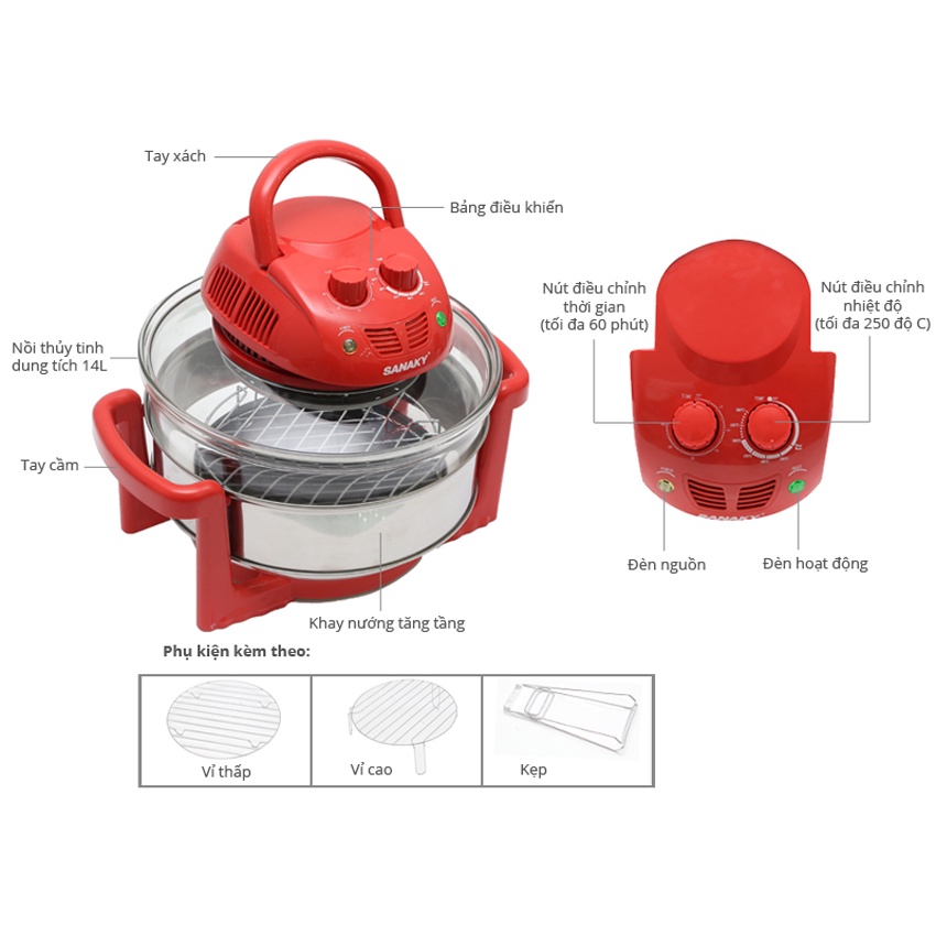 Lò nướng thủy tinh Sanaky VH-148T/D