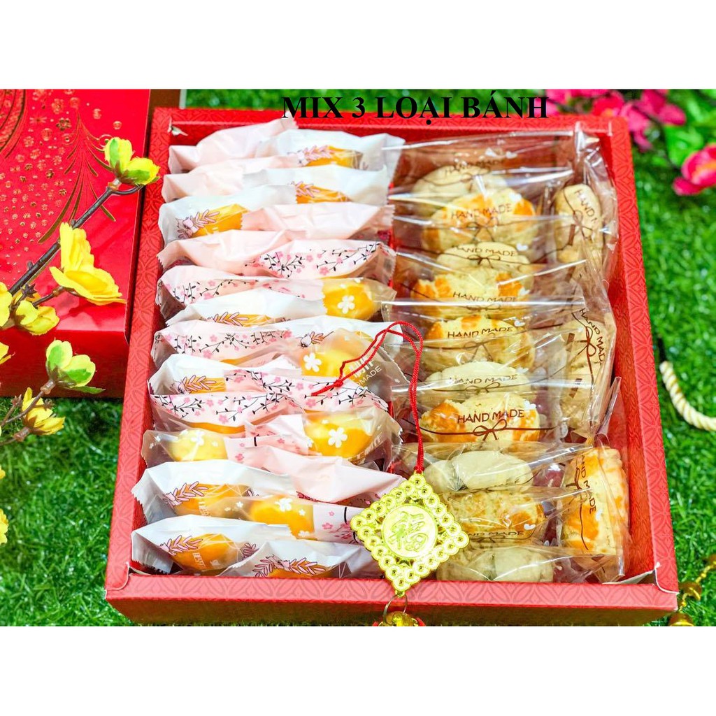 [HỘP QUÀ TẾT] Set hộp quà tặng ÉN VÀNG MIX 3 LOẠI BÁNH ( bánh sữa hột gà+bột đậu mặn+bột đậu chay) cực kì ngon và rẻ