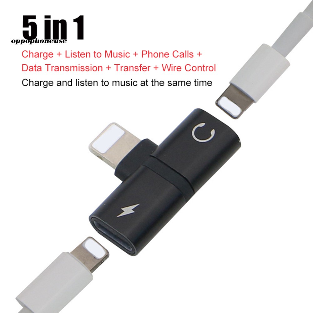 【OPHE】5 in 1 3A Fast Charge Data Transfer Music Dual 8Pin Audio Adapter for iPhone